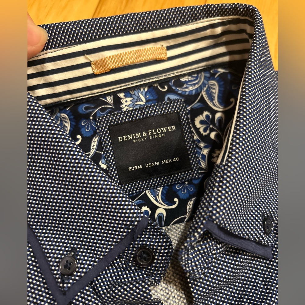 NWT Denim & Flower Men’s Cotton Long Sleeve Cotton Button Down Dress Shirt - Picture 2 of 10